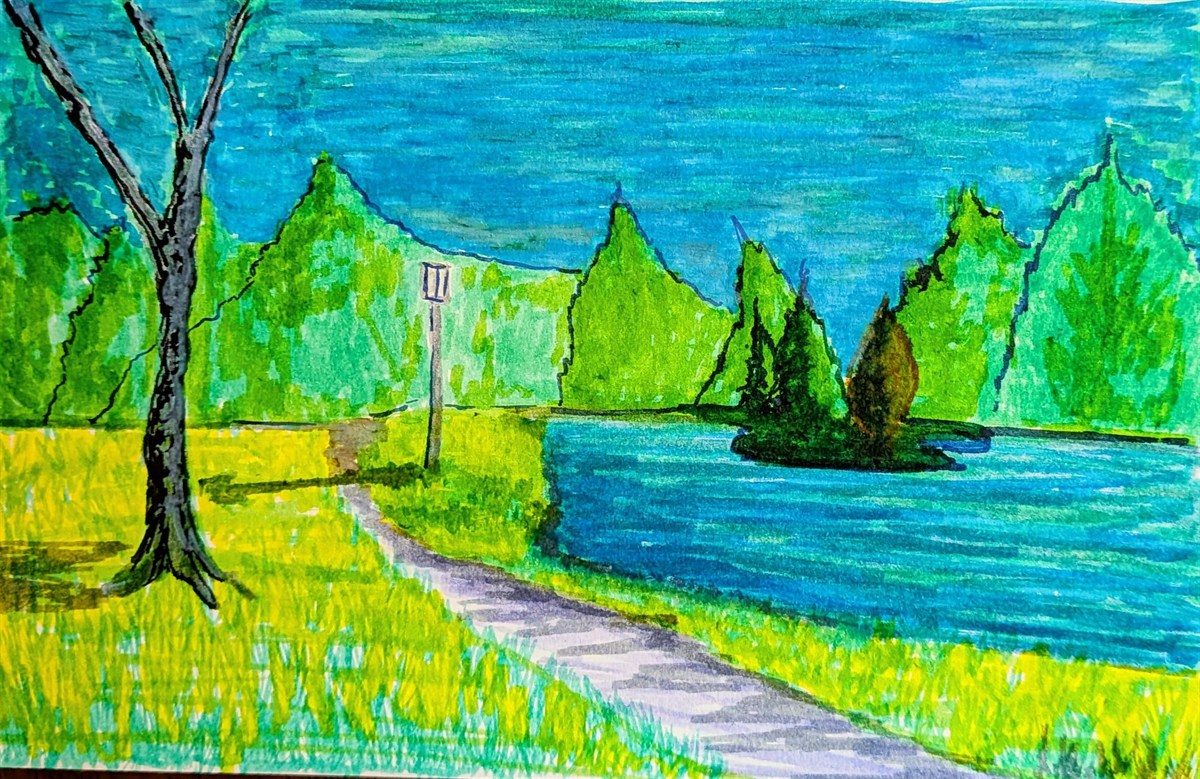 Summer Path — marker and ink sketch